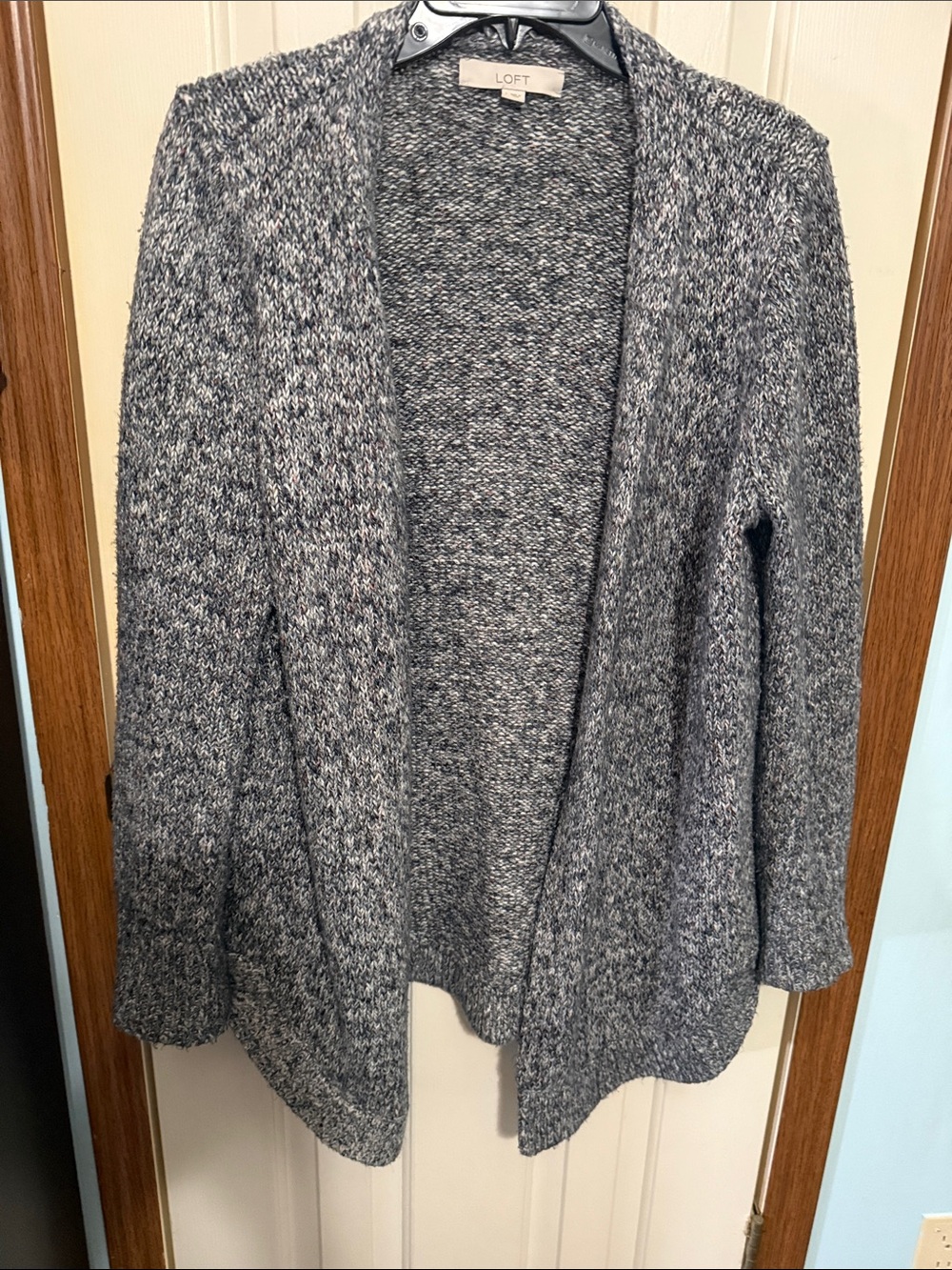 LOFT Gray Marled Open-Front Cardigan size Large